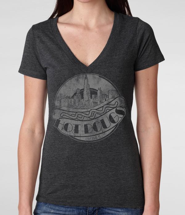 Hot Doug's Vintage Girls TriBlend V-Neck Shirt